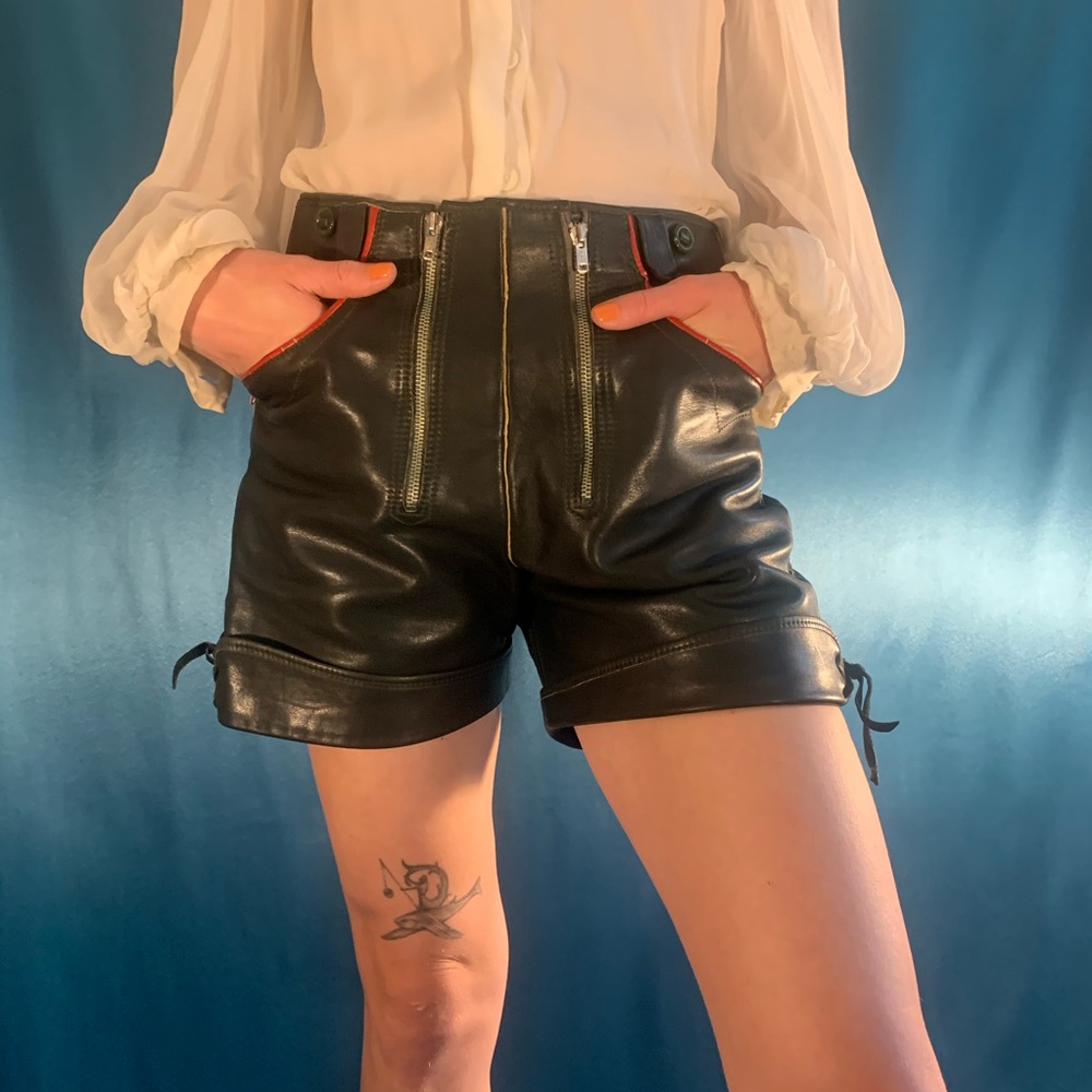 Vintage German leather biker Fetish style shorts